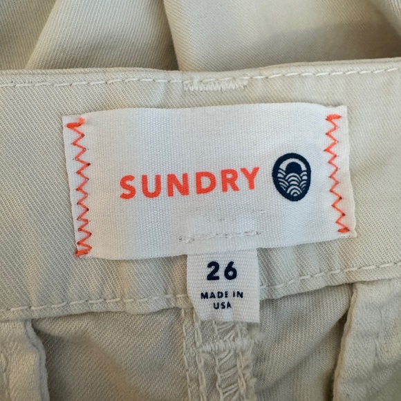 Sundry Le Soleil Tie Waist Chino Pants Beige Size 26 Cropped Anthropologie - Picture 4 of 5